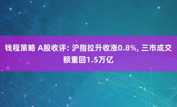 钱程策略 A股收评: 沪指拉升收涨0.8%, 三市成交额重回1.5万亿
